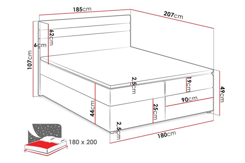 Jenkkisänky Decosta 180x200 cm - Valkoinen - Huonekalut - Sänky - Jenkkisängyt
