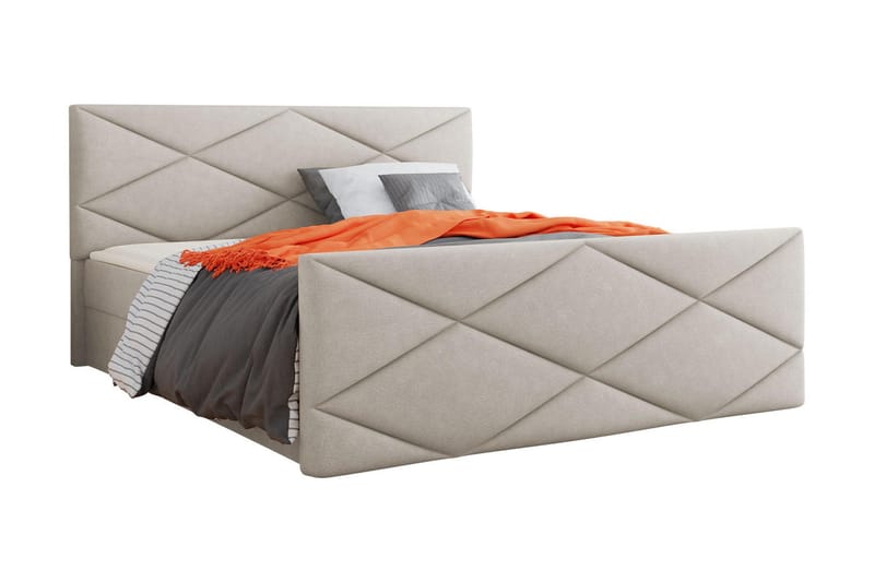 Jenkkisänky Dihel 140x200 cm sängynpäädyllä - Beige - Huonekalut - Sänky - Jenkkisängyt