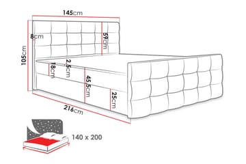 Jenkkisänky Dihel 140x200 cm sängynpäädyllä - Musta - Huonekalut - Sänky - Jenkkisängyt