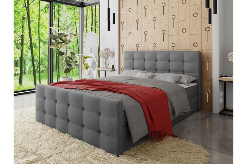 Jenkkisänky Dihel 160x200 cm sängynpäädyllä - Roosa - Huonekalut - Sänky - Jenkkisängyt