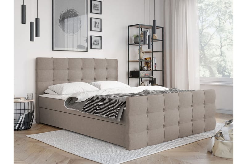 Jenkkisänky Dihel 160x210 cm - Beige - Huonekalut - Sänky - Jenkkisängyt