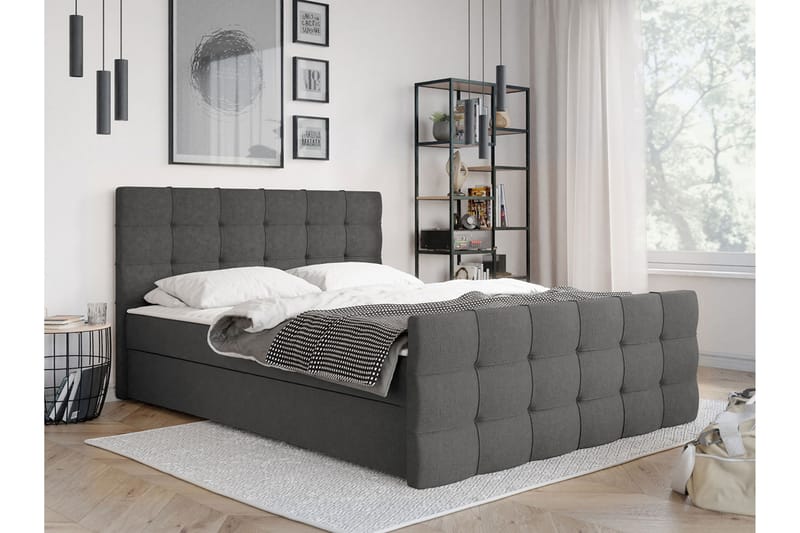 Jenkkisänky Dihel 160x210 cm - Tummanharmaa - Huonekalut - Sänky - Jenkkisängyt