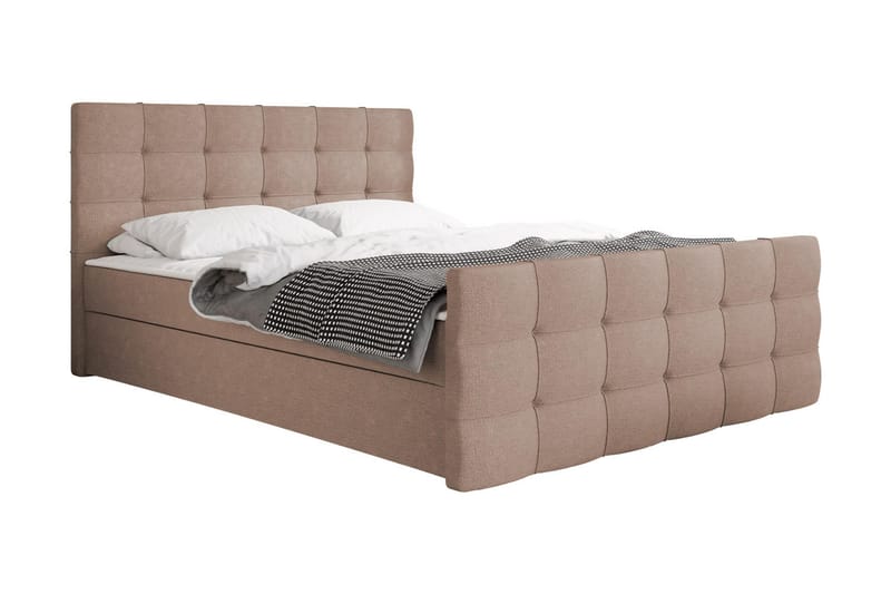 Jenkkisänky Dihel 160x210 cm - Vaaleanpunainen/Beige - Huonekalut - Sänky - Jenkkisängyt