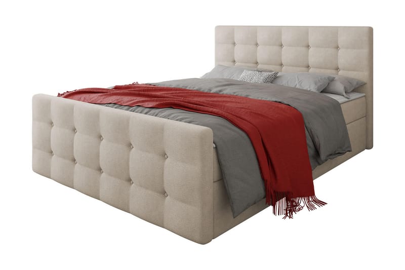Jenkkisänky Dihel 180x200 cm sängynpäädyllä - Beige - Huonekalut - Sänky - Jenkkisängyt
