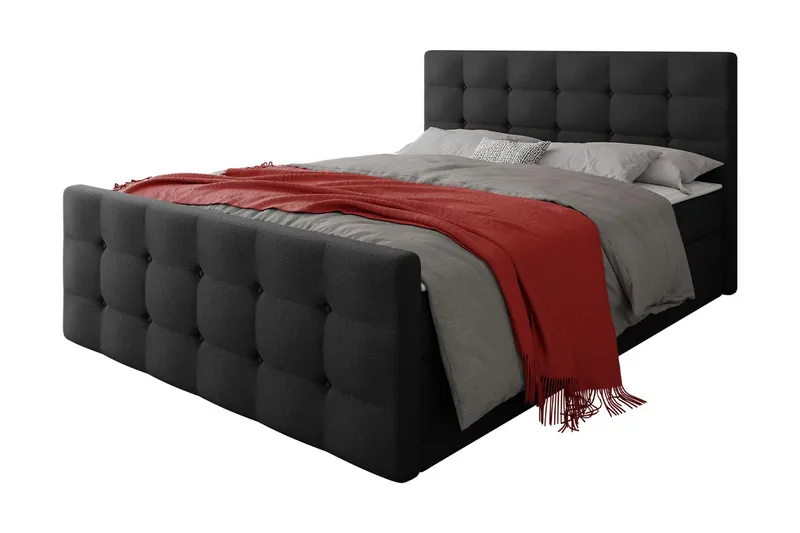 Jenkkisänky Dihel 180x200 cm sängynpäädyllä - Musta - Huonekalut - Sänky - Jenkkisängyt