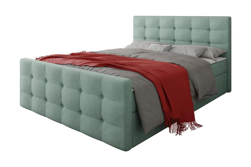 Jenkkisänky Dihel 180x200 cm sängynpäädyllä - Vihreä - Huonekalut - Sänky - Jenkkisängyt