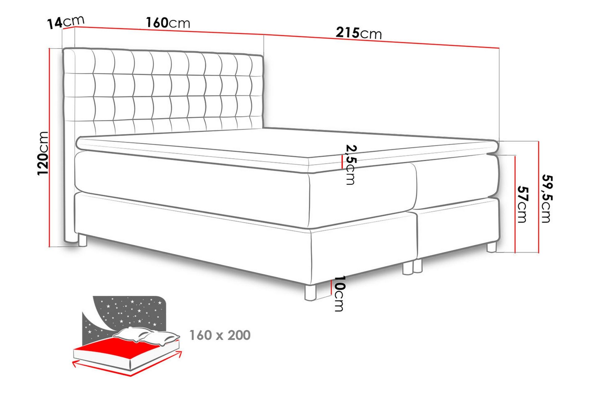 Jenkkisänky Forus 160x200 cm - Tummanharmaa - Huonekalut - Sänky - Jenkkisängyt