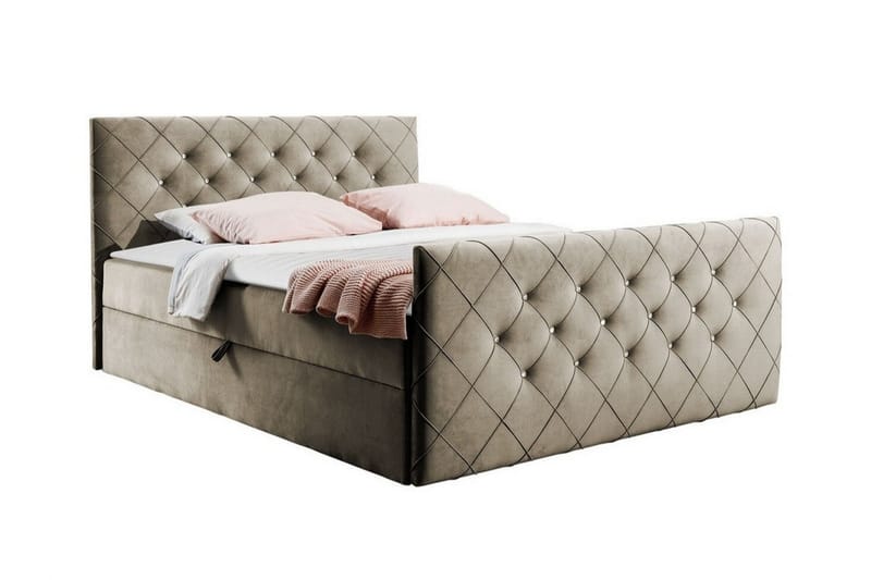 Jenkkisänky Hattie 160x200 cm - Beige - Huonekalut - Sänky - Jenkkisängyt