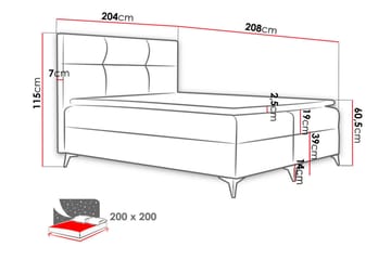 Jenkkisänky Hyltran 200x200 cm - Harmaa - Huonekalut - Sänky - Jenkkisängyt