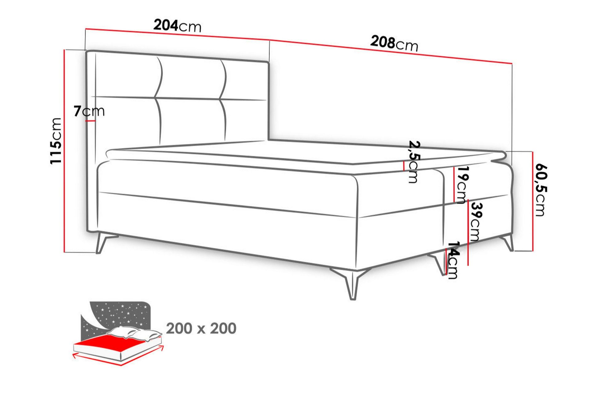 Jenkkisänky Hyltran 200x200 cm - Huonekalut - Sänky - Jenkkisängyt