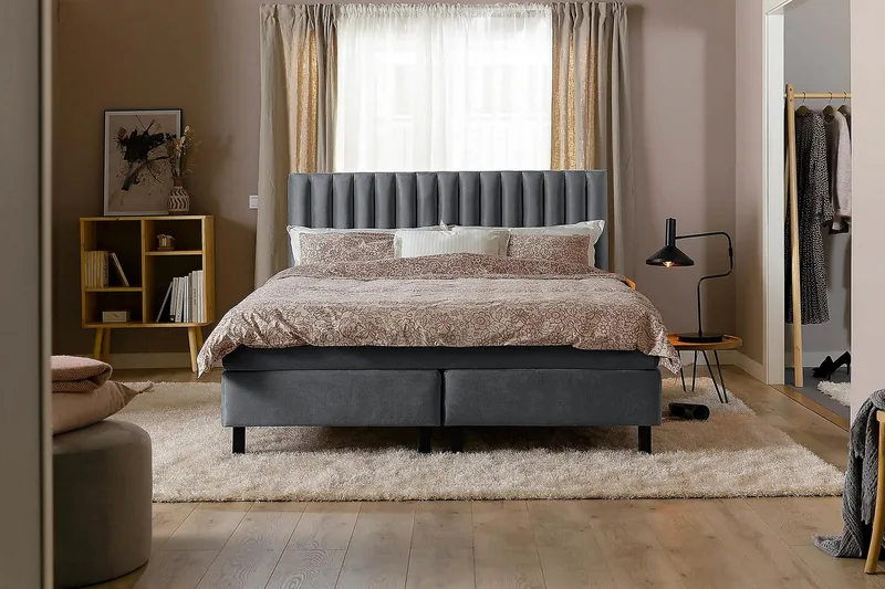 Jenkkisänky Juliett 160x200cm - Tummanharmaa/Sametti - Huonekalut - Sänky - Jenkkisängyt