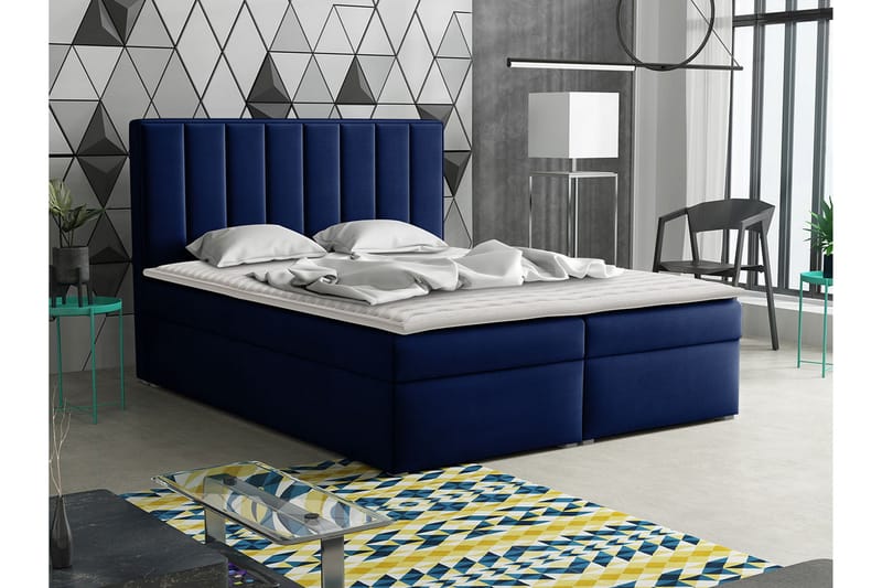 Jenkkisänky Kalliopi 160x200 cm - Sininen - Huonekalut - Sänky - Jenkkisängyt