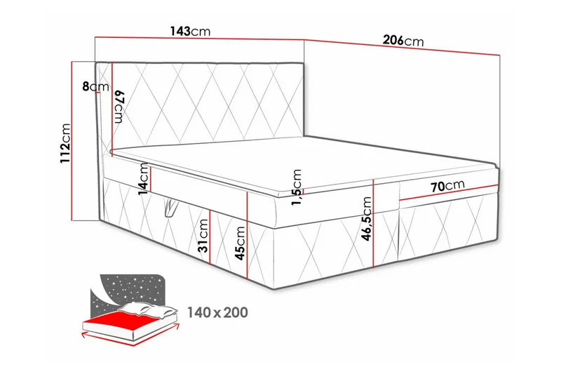 Jenkkisänky Kintore 140x200 cm - Huonekalut - Sänky - Jenkkisängyt