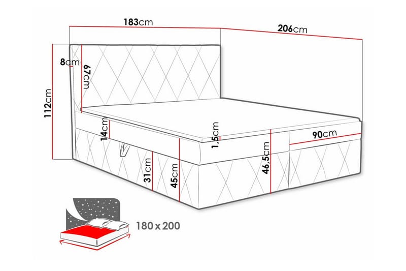 Jenkkisänky Kintore 180x200 cm - Huonekalut - Sänky - Jenkkisängyt