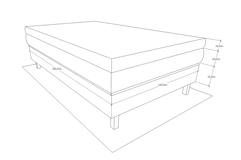 Jenkkisänky Longford 120x200 Kova Polyeetterivaahto - Vaaleanharmaa - Huonekalut - Sänky - Yhden hengen sängyt