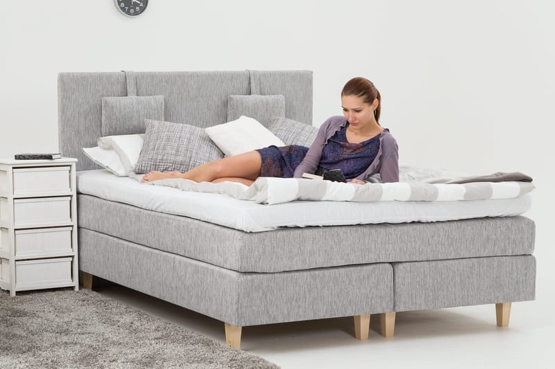 Jenkkisänky Longford 160x200 Kova Polyeetterivaahto - Vaaleanharmaa - Huonekalut - Sänky - Parisänky