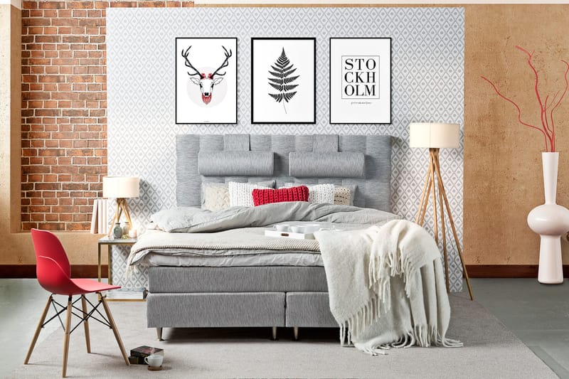Jenkkisänky Longford 180x200 Kova Polyeetterivaahto - Vaaleanharmaa - Huonekalut - Sänky - Parisänky