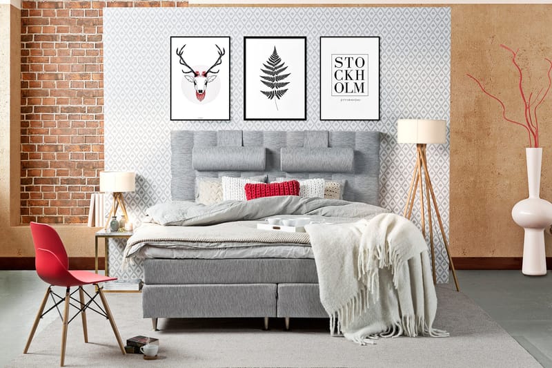 Jenkkisänky Longford 180x200 Kova Polyeetterivaahto - Vaaleanharmaa - Huonekalut - Sänky - Parisänky