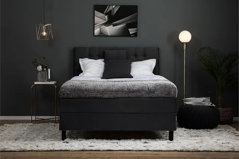 Jenkkisänky Lucky 120x200 Vaahto - Musta/Harmaa - Huonekalut - Sänky - Jenkkisängyt