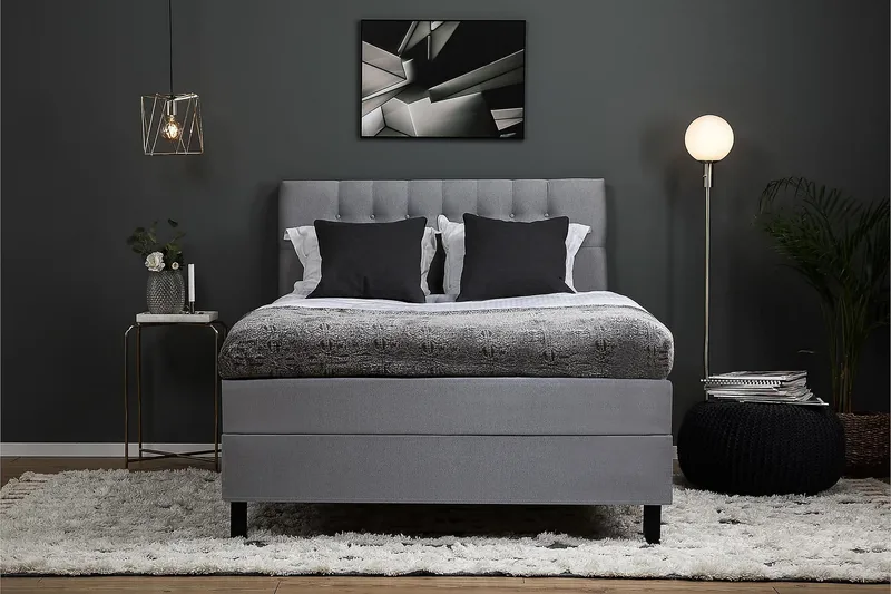 Jenkkisänky Lucky 140x200 cm Vaahto - Vaaleanharmaa - Huonekalut - Sänky - Jenkkisängyt