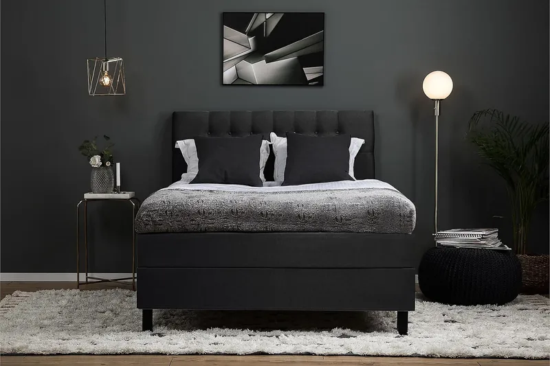 Jenkkisänky Lucky 140x200 Polyeetteri - Musta/Harmaa - Huonekalut - Sänky - Jenkkisängyt