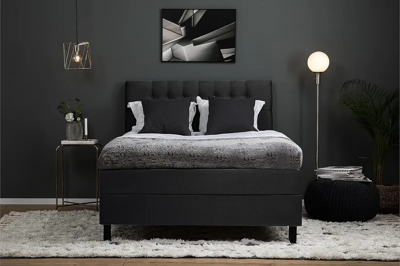 Jenkkisänky Lucky 140x200 Polyeetteri - Musta/Harmaa - Huonekalut - Sänky - Jenkkisängyt