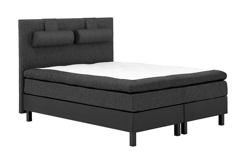 Jenkkisänky Lucky 160x200 Lateksi Keinonahka/Kangas - Musta/Harmaa - Huonekalut - Sänky - Jenkkisängyt