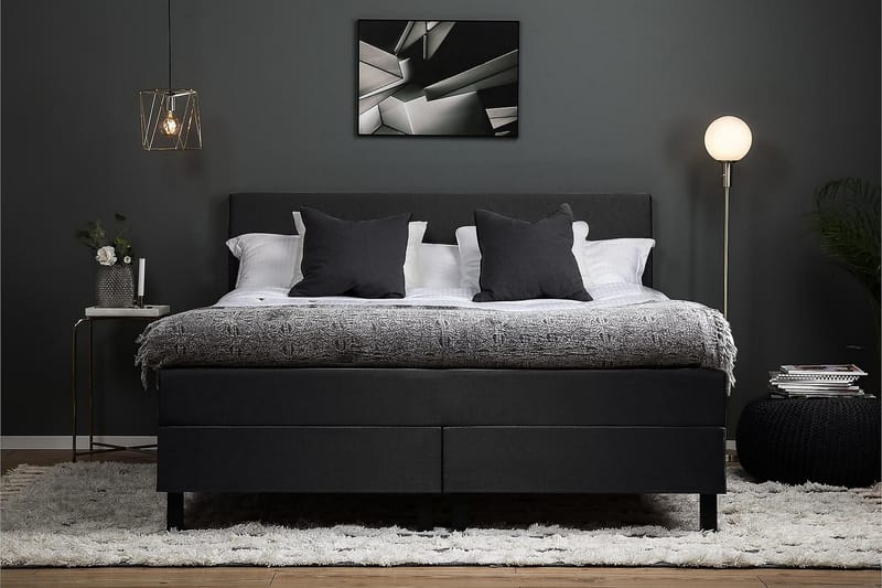 Jenkkisänky Lucky 160x200 Memory Keinonahka/Kangas - Musta/Harmaa - Huonekalut - Sänky - Jenkkisängyt