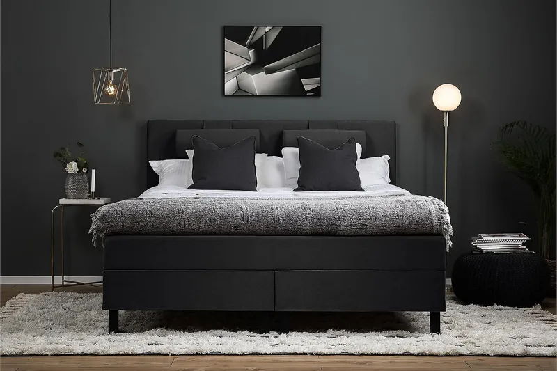 Jenkkisänky Lucky 160x200 Memory - Musta/Harmaa - Huonekalut - Sänky - Jenkkisängyt