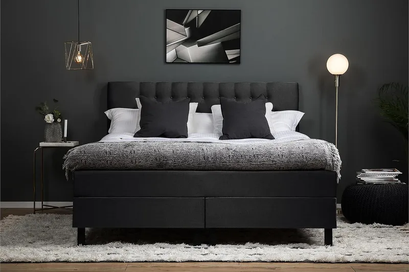 Jenkkisänky Lucky 180x200 Memory - Musta/Harmaa - Huonekalut - Sänky - Parisänky