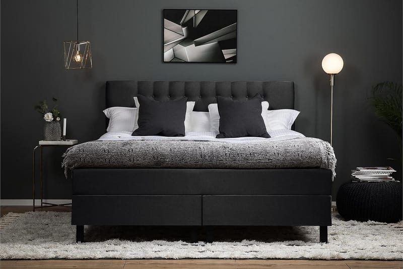 Jenkkisänky Lucky 180x200 Polyeetteri - Musta/Harmaa - Huonekalut - Sänky - Jenkkisängyt