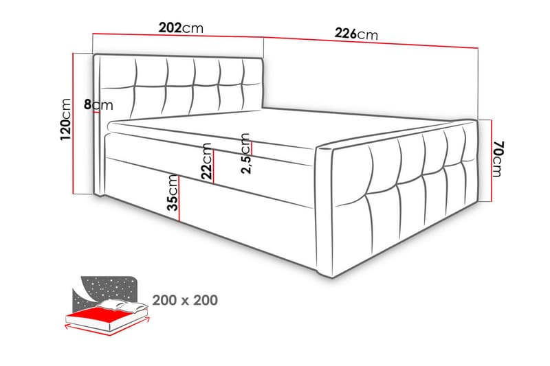 Jenkkisänky Lycket 200x200 cm - Huonekalut - Sänky - Jenkkisängyt