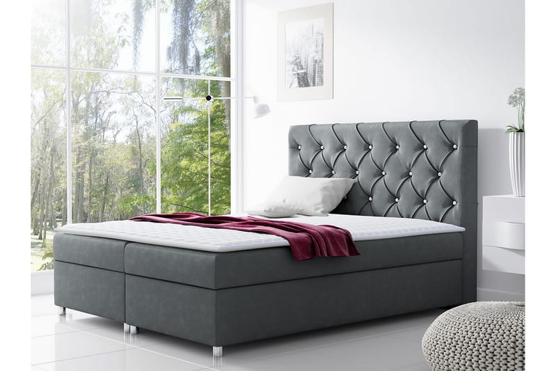 Jenkkisänky Milano 160x200 säilytyksellä - Tummanharmaa - Huonekalut - Sänky - Jenkkisängyt