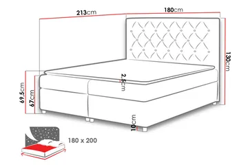 Jenkkisänky Milano 180x200 säilytyksellä - Tummanharmaa - Huonekalut - Sänky - Jenkkisängyt