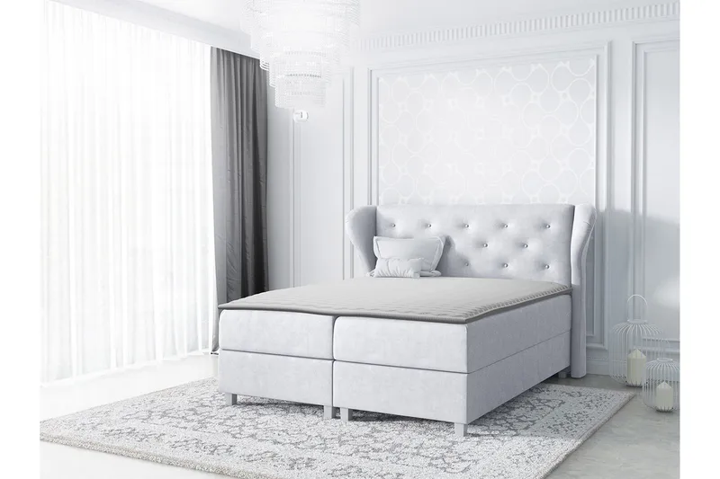 Jenkkisänky Morvold 200x200 cm - Vaaleanharmaa - Huonekalut - Sänky - Jenkkisängyt