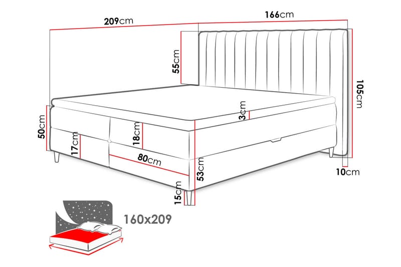 Jenkkisänky Necunecu 160x200 cm Sängynpäädyllä Pestävä - Harmaa - Huonekalut - Sänky - Jenkkisängyt