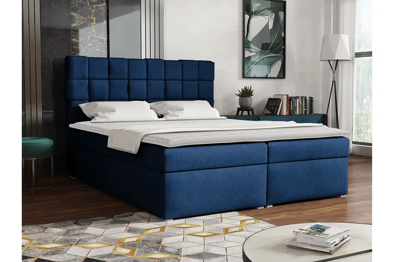 Jenkkisänky Nelas 160x200 cm - Sininen - Huonekalut - Sänky - Jenkkisängyt