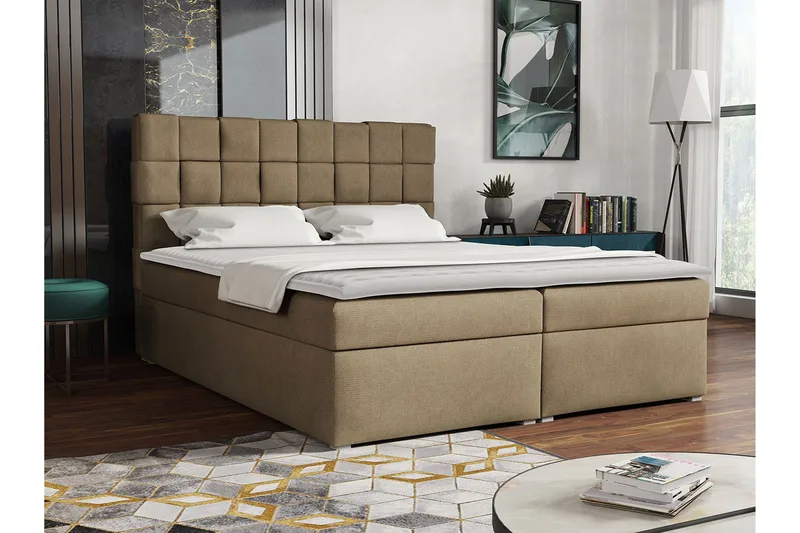 Jenkkisänky Nelas 180x200 cm - Beige - Huonekalut - Sänky - Jenkkisängyt