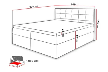 Jenkkisänky Nele 140x200 - Valkoinen - Huonekalut - Sänky - Sängyt säilytystilalla