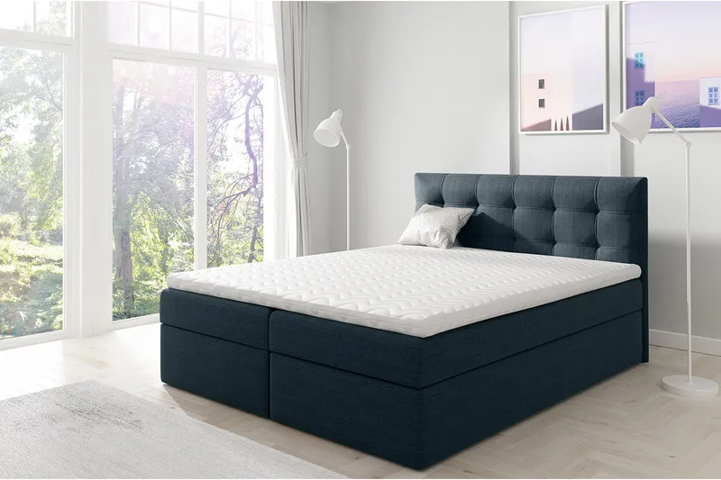 Jenkkisänky Oldereid 140x200 cm - Musta/Sininen/Harmaa/Valkoinen - Huonekalut - Sänky - Jenkkisängyt