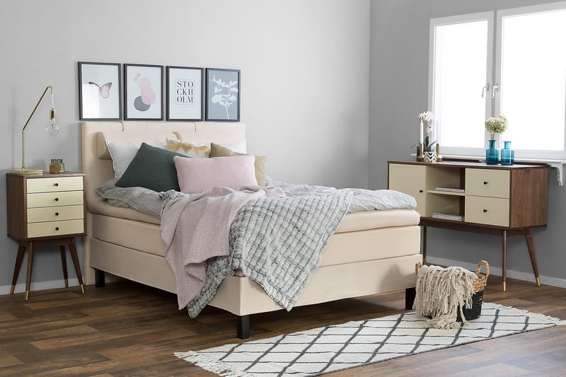 Jenkkisänky Olivia 120x200 Lateksi - Beige - Huonekalut - Sänky - Jenkkisängyt