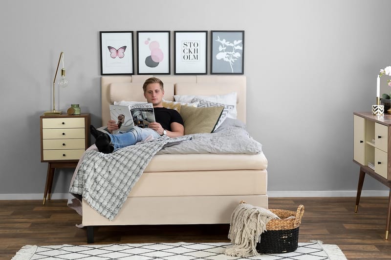 Jenkkisänky Olivia 120x200 Lateksi - Beige - Huonekalut - Sänky - Jenkkisängyt