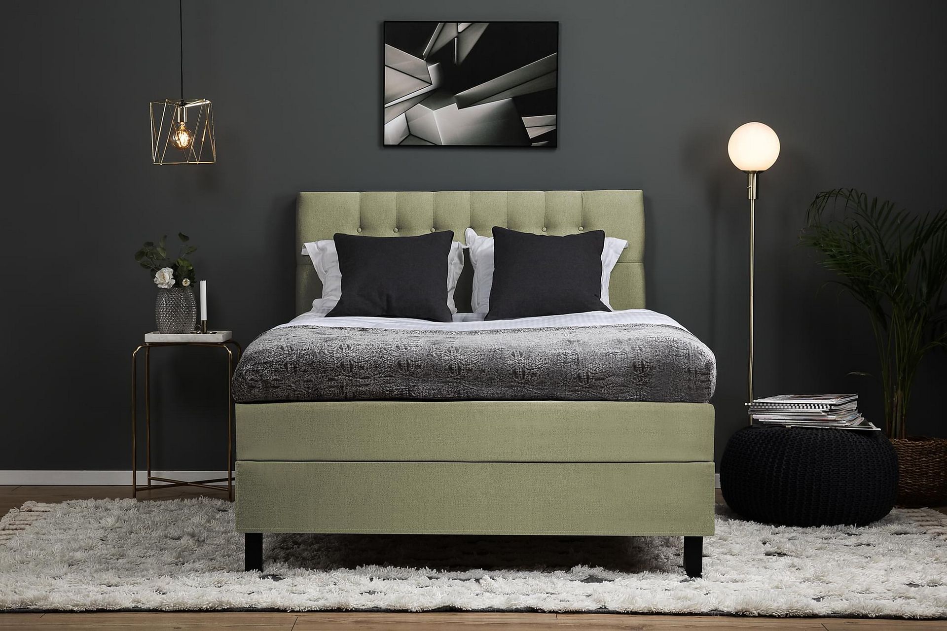 Jenkkisänky Olivia 140x200 Polyeetteri - Vihreä - Huonekalut - Sänky - Jenkkisängyt