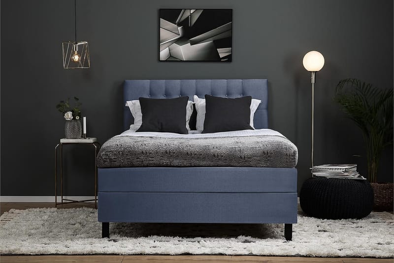 Jenkkisänky Olivia 140x200 Polyeetteri - Tummansininen - Huonekalut - Sänky - Jenkkisängyt