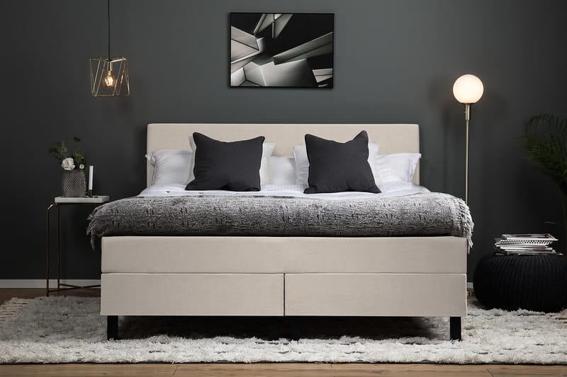 Jenkkisänky Olivia 160x200 Lateksi - Beige - Huonekalut - Sänky - Jenkkisängyt