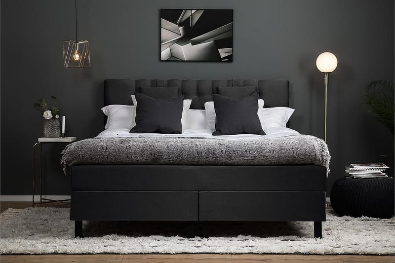 Jenkkisänky Olivia 160x200 Lateksi - Musta/Harmaa - Huonekalut - Sänky - Jenkkisängyt