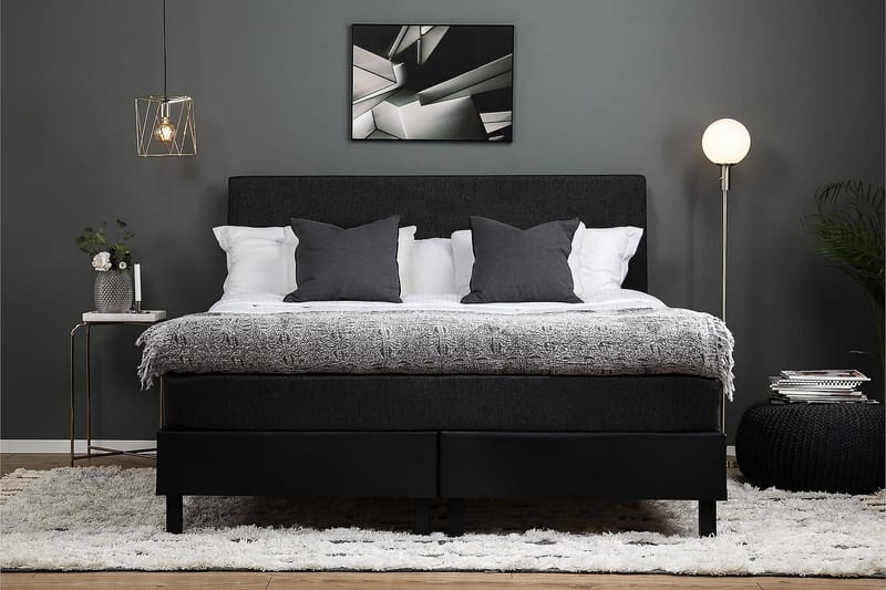 Jenkkisänky Olivia 180x200 Lateksi Keinonahka - Musta/Harmaa - Huonekalut - Sänky - Jenkkisängyt