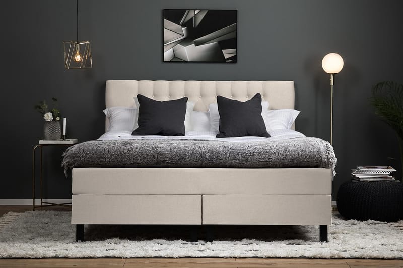 Jenkkisänky Olivia 180x200 Polyeetteri - Beige - Huonekalut - Sänky - Jenkkisängyt