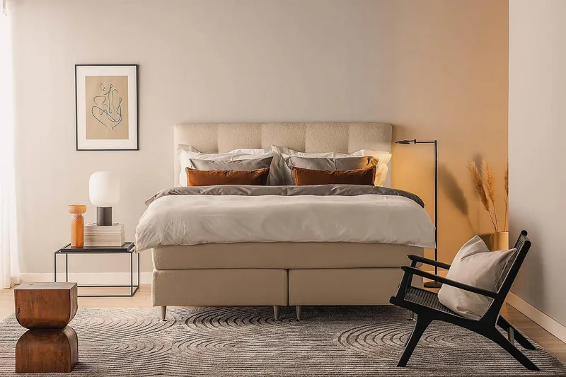 Jenkkisänky Oslo Lyx 160x200 cm Buklee - Beige - Huonekalut - Sänky - Jenkkisängyt