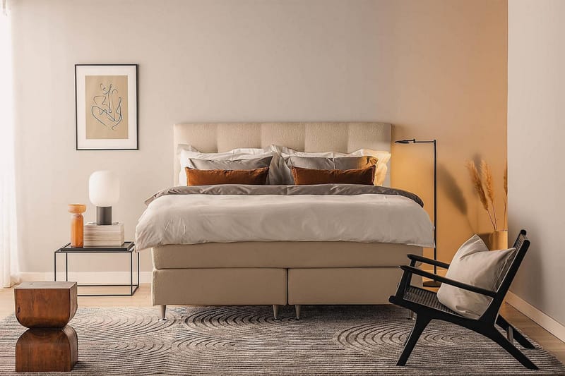 Jenkkisänky Oslo Lyx 180x200 cm Buklee - Beige - Huonekalut - Sänky - Jenkkisängyt